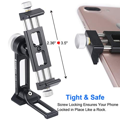 Metal Phone Tripod Mount Adapter, Phone Holder Stand with Arca Swiss and 1/4" Screw Mount,360 Degree Vertical & Horizonta Rotate, Fits iPhone 7 8 9 X 11 12 13 14 Max Plus Mini Se Pro