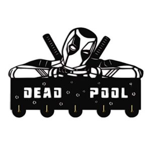 ysdesign deadpool key hooks-marvel super hero wall hooks heavy duty 20lb(max),wade winston wilson wall décor,wood coat hooks, key holder,key hanger for wall、entryway and kitchen