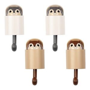 4 pieces squirrel shape adhesive hook for living room bedroom ornoou cute cartoon creative home decoration wall hooks