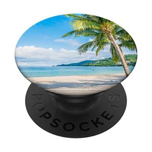 tropical palm trees ocean sunny beach popsockets popgrip: swappable grip for phones & tablets