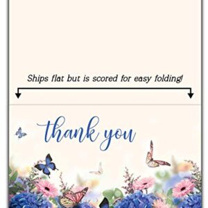 Floral Funeral Sympathy Bereavement Thank You Cards With Envelopes - Message Inside (25, Floral Butterfly)
