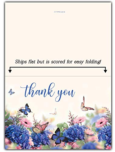 Floral Funeral Sympathy Bereavement Thank You Cards With Envelopes - Message Inside (25, Floral Butterfly)