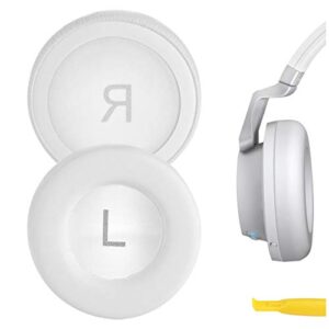 geekria quickfit protein leather replacement ear pads for akg k845bt, k845, k545, k540 headphones earpads, headset ear cushion repair parts (white)