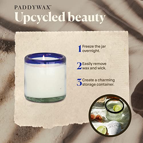 Paddywax Candles La Playa Collection, Naturally Scented Candle, 9 Ounces, Cobalt Rim - Salted Blue Agave