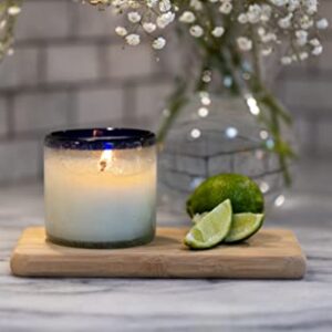 Paddywax Candles La Playa Collection, Naturally Scented Candle, 9 Ounces, Cobalt Rim - Salted Blue Agave