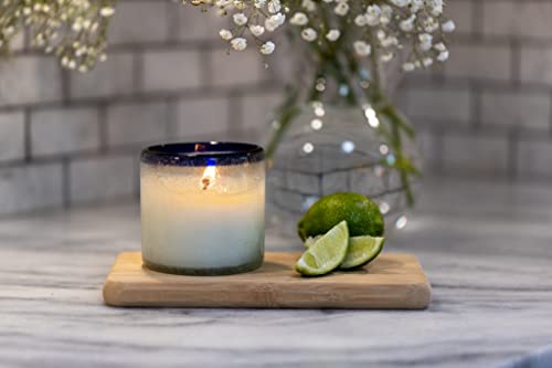 Paddywax Candles La Playa Collection, Naturally Scented Candle, 9 Ounces, Cobalt Rim - Salted Blue Agave