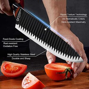 Fukep Chef Knife Set for Kitchen, Sharp Stainless Steel Non-Stick 6 Pieces Kitchen Knife Sets under 25 Dollars, Pretty Gift Kitchen Cutting Cultery Set with Scissors and Peeler