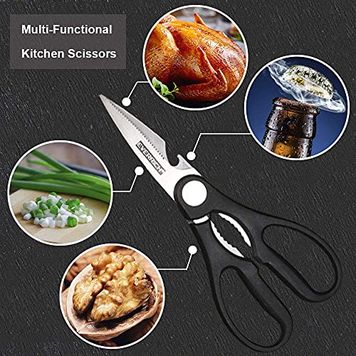 Fukep Chef Knife Set for Kitchen, Sharp Stainless Steel Non-Stick 6 Pieces Kitchen Knife Sets under 25 Dollars, Pretty Gift Kitchen Cutting Cultery Set with Scissors and Peeler