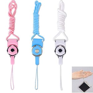 3pack detachable neck strap band long lanyard - ideal for iphone cell phone smartphone cell phone camera ipod mp3 mp4 usb flash drive id card badge with a lanyard hole (pink+blue+white)