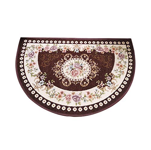 Semi Circle Door Mat, Soft Half Moon Rug, Floral Anti-Slip Carpet for Home Entrance Bedroom Living Room Bathroom Indoor Outdoor, 23.6 x 35.4inch