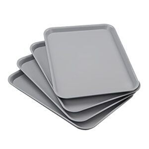 pekky plastic fast food trays, grey serving tray, 17.2"x13.5"x0.9", 4 packs