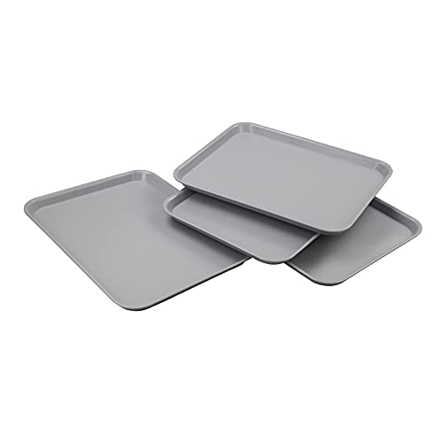 Pekky Plastic Fast Food Trays, Grey Serving Tray, 17.2"x13.5"x0.9", 4 Packs