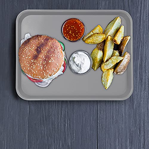 Pekky Plastic Fast Food Trays, Grey Serving Tray, 17.2"x13.5"x0.9", 4 Packs