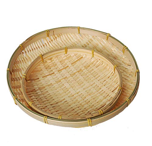 TimesFriend 100% Natural Handmade Woven Bamboo Basket Tray U Shape Holder Bulk Food Flat Shallow Basket Size 5inch 6inch 10inch 15inch Bulk for Customizing (15cm/6")