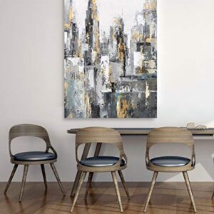 Yihui Arts Large Modern Abstract Chicago City Canvas Wall Artworks Painting with Gold Foil for Living Room Decoration