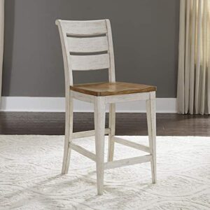 liberty furniture industries farmhouse reimagined ladder back counter chair, w18 x d24 x h42, white