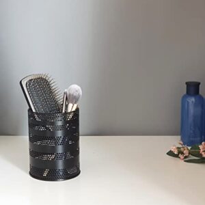 Produco Metal Mesh Pen Pencil Cup Holder Stand Office Desk Organizer Stationery Caddy Makeup Brush Holder, Black (Large)