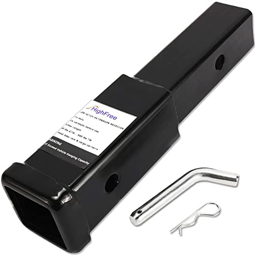 HighFree Trailer Hitch Extender 2 inch, Tube Extension Receiver with Hitch Pin and Clips, 7 inch Length for Bicycle Rack or Cargo Carriers