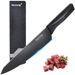 tansung chef knife 8" pro kitchen knife ultra sharp cutting cooking knife with durable stainless steel nonstick blade ergonomic handle protective sheath for home gourmet restaurant cooker gift