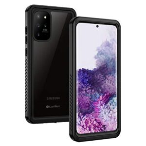 lanhiem samsung galaxy s20+ plus case, ip68 waterproof dustproof shockproof case with built-in screen protector, heavy duty full body protective cover for galaxy s20 plus 5g, black/clear