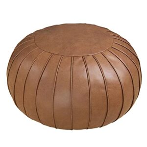 thgonwid handmade foot stool ottoman faux suede poufs 21.6" x 13" - round storage floor cushion footstool for living room, bedroom and wedding, unstuffed, brown