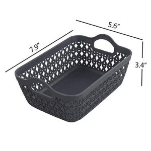 Morcte Mini Storage Basket, Plastic Organization Trays Bins (Grey, Set of 12)