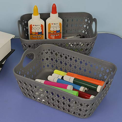 Morcte Mini Storage Basket, Plastic Organization Trays Bins (Grey, Set of 12)