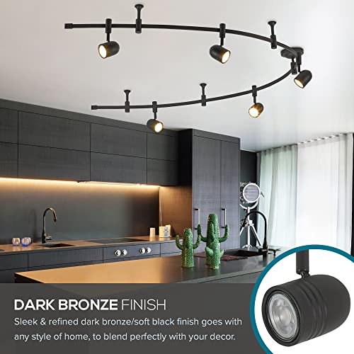 Catalina Lighting 96" Transitional 5-Light Integrated LED Flex Track Ceiling Light, Oil Rubbed Bronze