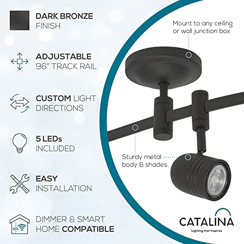 Catalina Lighting 96" Transitional 5-Light Integrated LED Flex Track Ceiling Light, Oil Rubbed Bronze