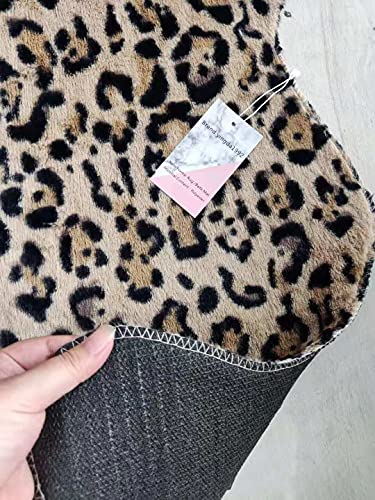 Leopard Rug Animals Cheetah Print Area Rug Faux Cowhide Carpet Shag Rug Foot Mat Pad for Living Room Bedroom Office Chair Sofa Home Decor 2' x 3'