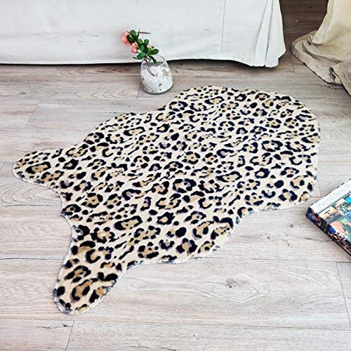 Leopard Rug Animals Cheetah Print Area Rug Faux Cowhide Carpet Shag Rug Foot Mat Pad for Living Room Bedroom Office Chair Sofa Home Decor 2' x 3'