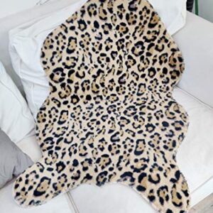 Leopard Rug Animals Cheetah Print Area Rug Faux Cowhide Carpet Shag Rug Foot Mat Pad for Living Room Bedroom Office Chair Sofa Home Decor 2' x 3'