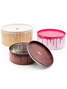 suck uk cake boxes cake container & cookie tins with lids for gift giving nesting cake storage container with tiered design cupcake cookie jar for kitchen decor baking gifts set of 3