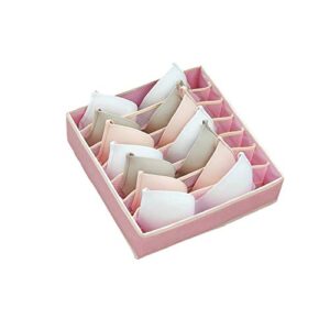 bras socks drawer organizer, washable lingerie storage box,closet underwear organizer. (pink, 7 grids)