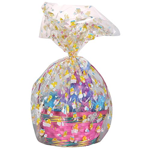 Easter Basket Bags | DIY Large Heavy Duty Cellophane to Wrap Easter Baskets - L. 22 X W. 4 X H. 25 Inches | 4 Bags