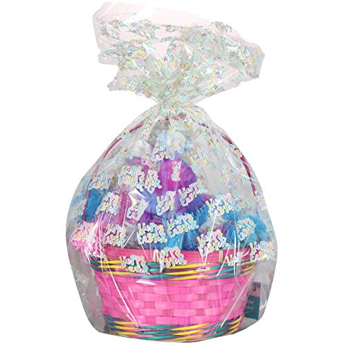 Easter Basket Bags | DIY Large Heavy Duty Cellophane to Wrap Easter Baskets - L. 22 X W. 4 X H. 25 Inches | 4 Bags