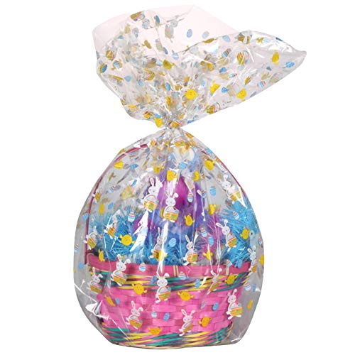 Easter Basket Bags | DIY Large Heavy Duty Cellophane to Wrap Easter Baskets - L. 22 X W. 4 X H. 25 Inches | 4 Bags