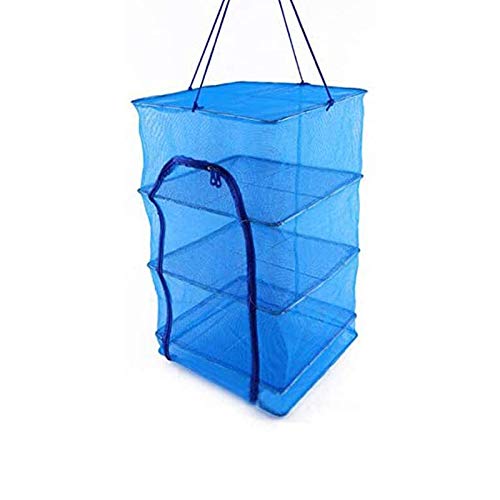 Tingrua Herb Drying Net 3 Layers Mesh Fishing Net Hanging Dry Rack Foldable with Zipper(35x35x65cm/13.8x13.8x25.6Inch)