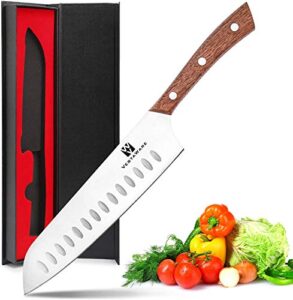vestaware chef knife chefs knife 8 inch kitchen knife high carbon german stainless steel sharp cutting knife with ergonomic handle (7-inch santoku knife)