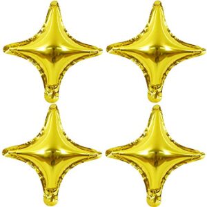 10'' star shape foil mylar balloon quadrangle balloon -50 pcs four angle star balloons for baby shower, gender reveal, wedding, birthday or engagement party decoration (gold)