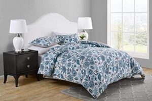 tahari home - full comforter set, 3-piece bedding with matching shams, stylish home decor (val blue, full/queen)