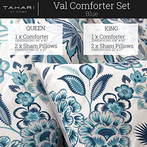 Tahari Home - Full Comforter Set, 3-Piece Bedding with Matching Shams, Stylish Home Decor (Val Blue, Full/Queen)