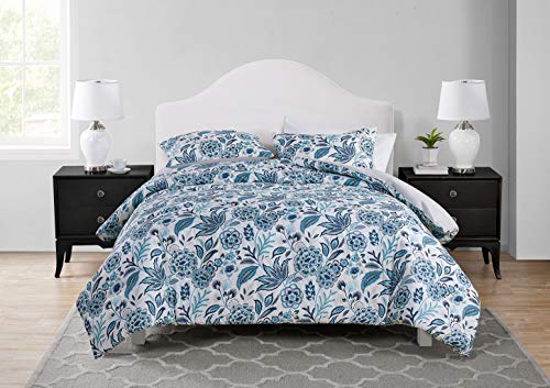 Tahari Home - Full Comforter Set, 3-Piece Bedding with Matching Shams, Stylish Home Decor (Val Blue, Full/Queen)