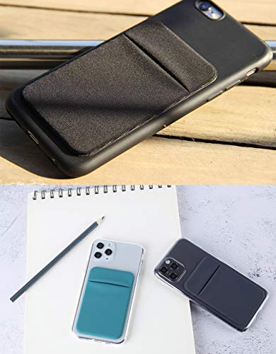 3Pack Cell Phone Card Holder for Back of Phone,Stretchy Lycra Stick on Wallet Pocket Credit Card ID Case Pouch Sleeve Adhesive Sticker for iPhone Samsung Galaxy Android-Dark Green&Blue Gray&Black