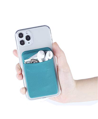 3Pack Cell Phone Card Holder for Back of Phone,Stretchy Lycra Stick on Wallet Pocket Credit Card ID Case Pouch Sleeve Adhesive Sticker for iPhone Samsung Galaxy Android-Dark Green&Blue Gray&Black