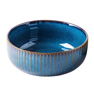 salad bowl 66 oz, 8" large soup bowls, porcelain round serving bowl blue decorative bowl for salad, chip, cereal, fruits and pasta (1pc)