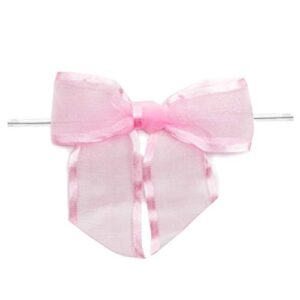 Pink Organza Bow Twist Ties for Favors and Treat Bags (1.5 Inches, 36 Pack)