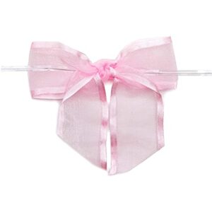 Pink Organza Bow Twist Ties for Favors and Treat Bags (1.5 Inches, 36 Pack)