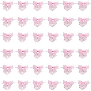 Pink Organza Bow Twist Ties for Favors and Treat Bags (1.5 Inches, 36 Pack)