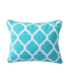 levtex home - karolynna - decorative pillow (14 x 18in.) - embroidered trellis - teal and white